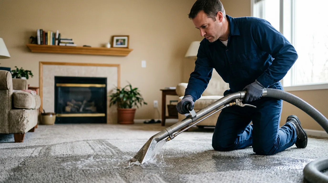Water damage restoration technician working near Dillsboro, IN
